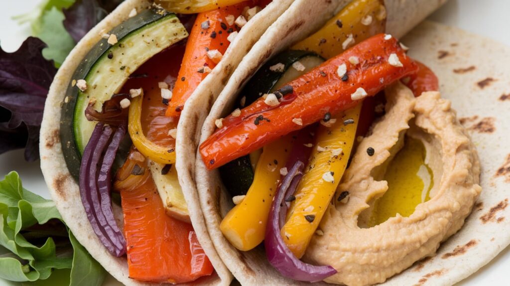Roasted Vegetables with Hummus Wraps 2