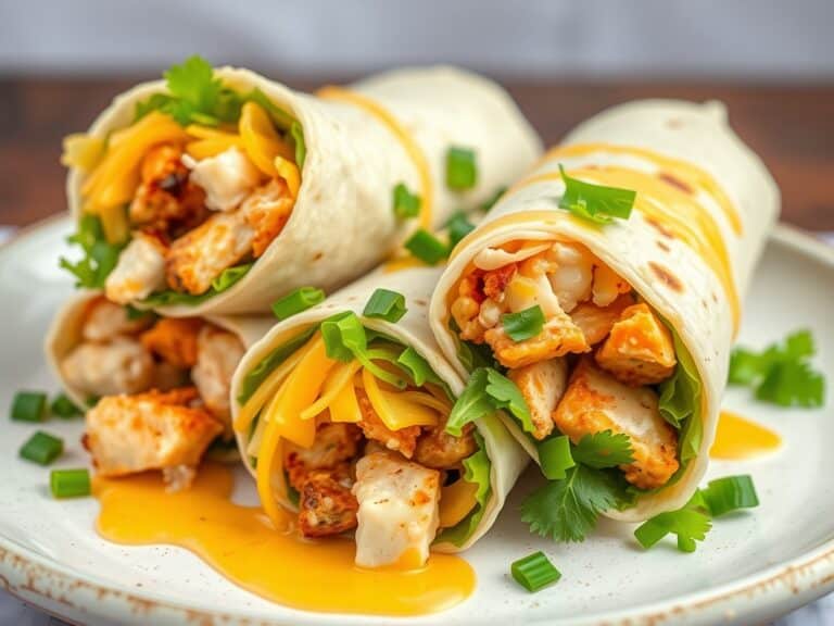 cheesy garlic chicken wraps