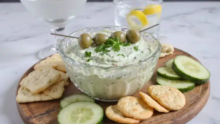 cocktail inspired creamy olive dip