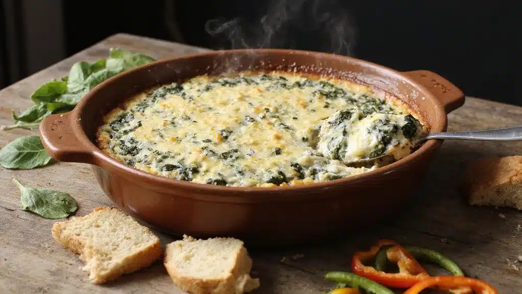 creamy cheesy garlicky spinach dip