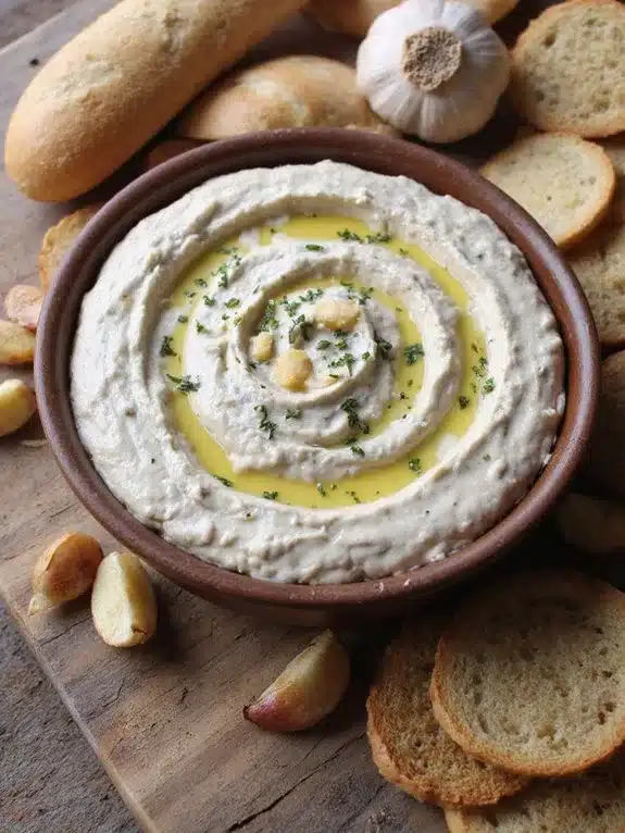 creamy roasted garlic bean dip