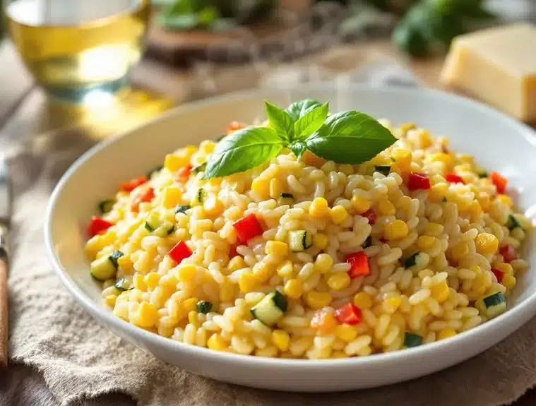 seasonal vegetable focused rice dish
