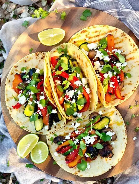 smoky charred grilled vegetarian tacos