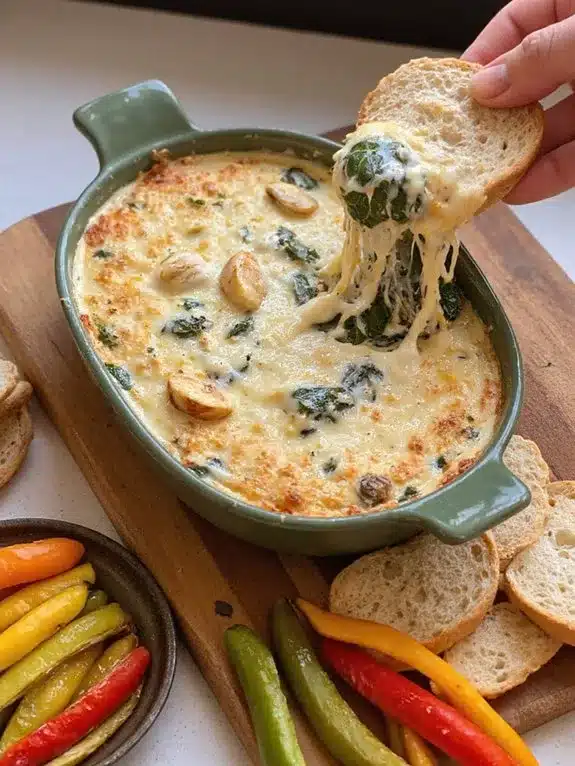 warm creamy cheesy spinach appetizer dip