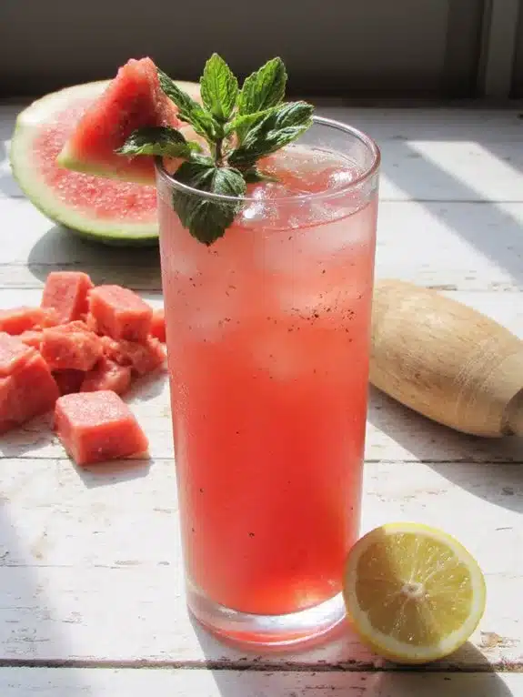 blended strained sweetened chilled watermelon lemonade