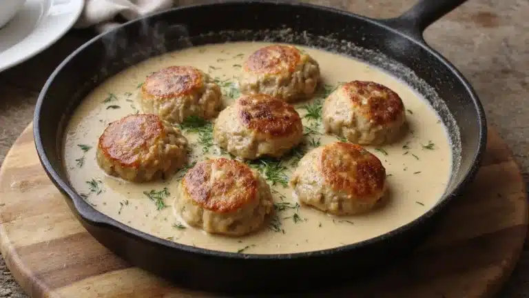 creamy savory meatball based dish