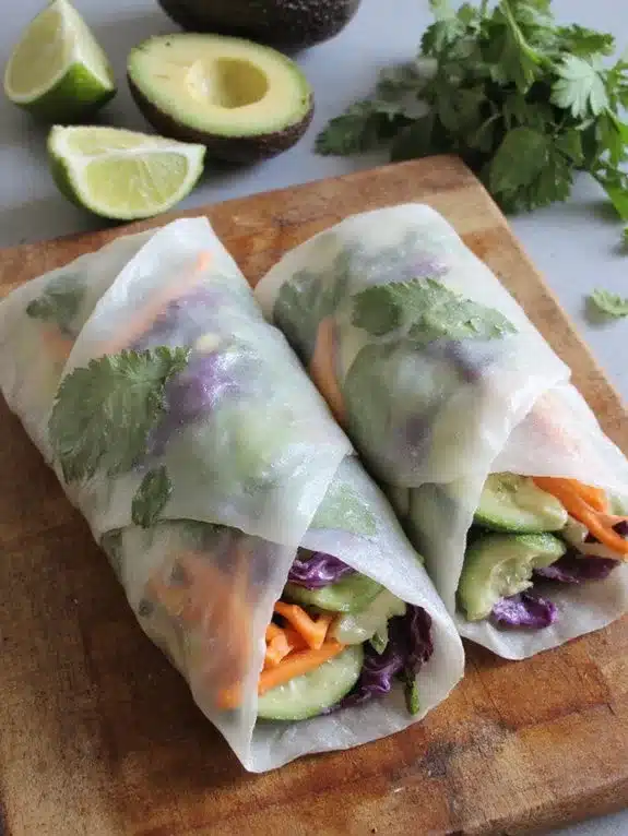 fresh vibrant nutritious spring rolls