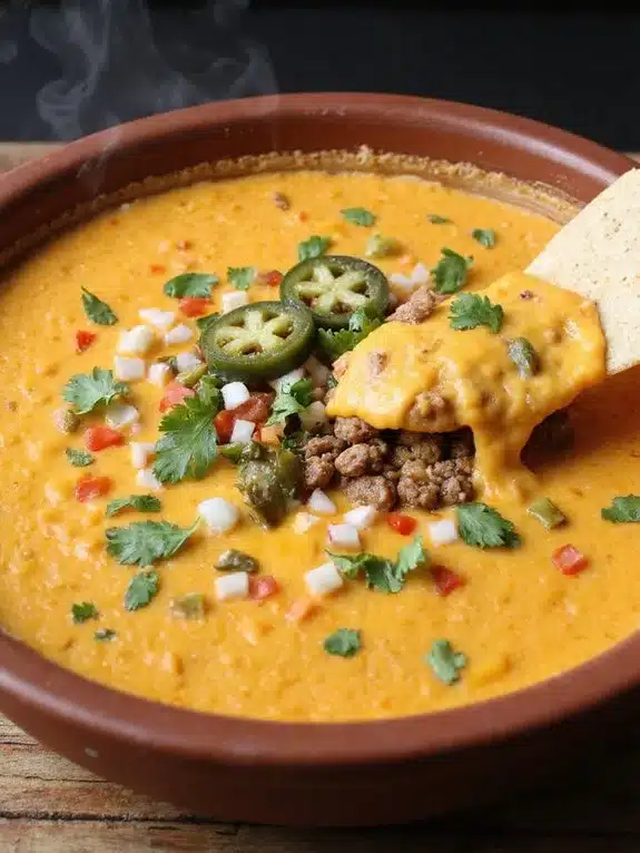 hearty creamy zesty chili cheese dip