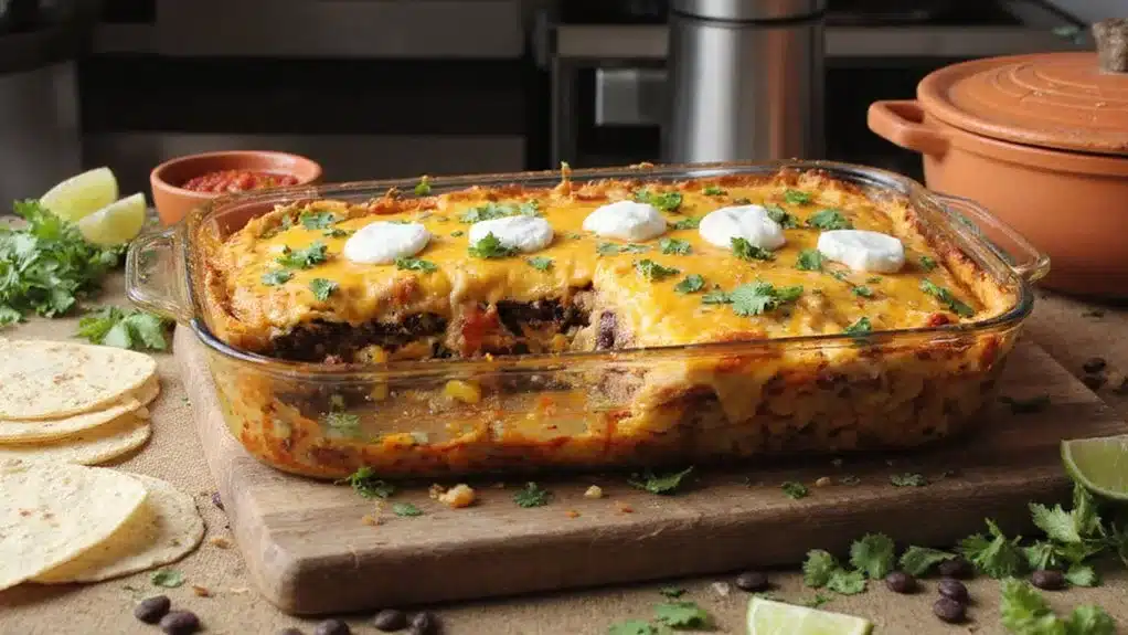 layered mexican comfort food casserole