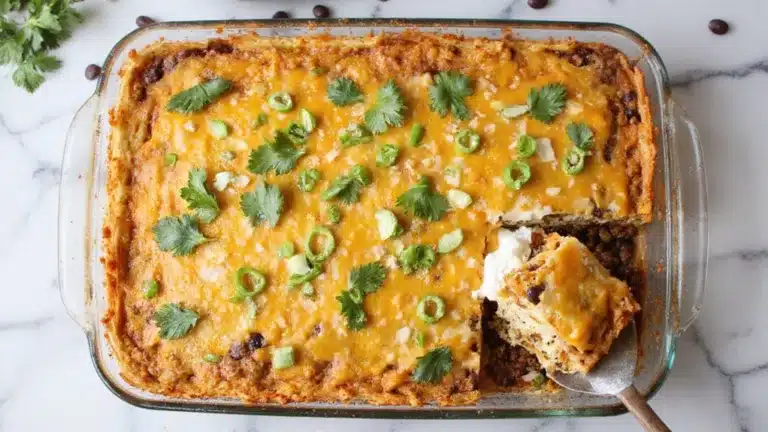 layered mexican inspired pasta casserole