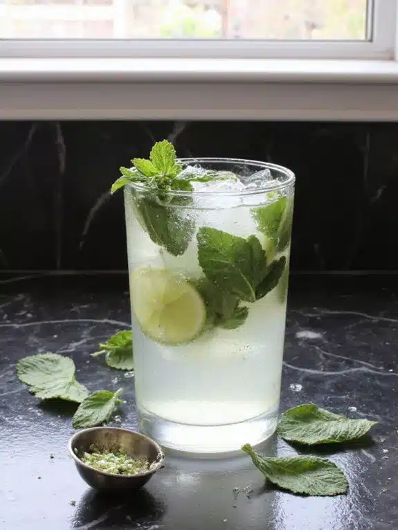refreshing minty lime sparkling cocktail