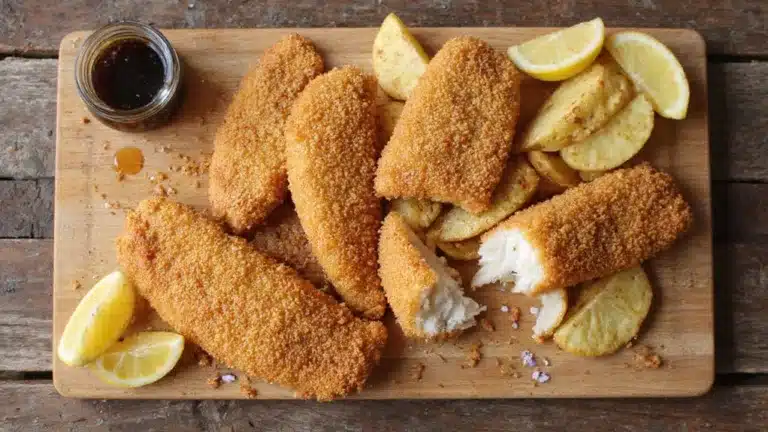 crispy flavorful fish and potatoes