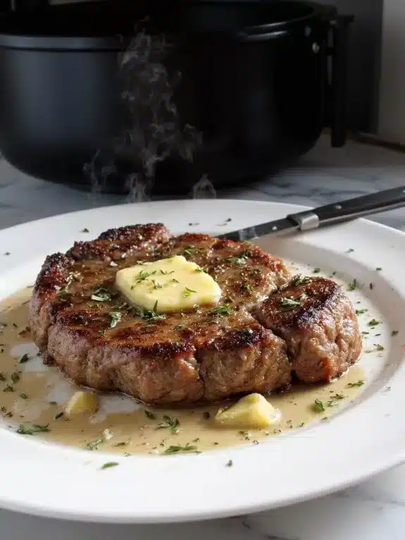 garlic butter air fried steak masterfully cooked