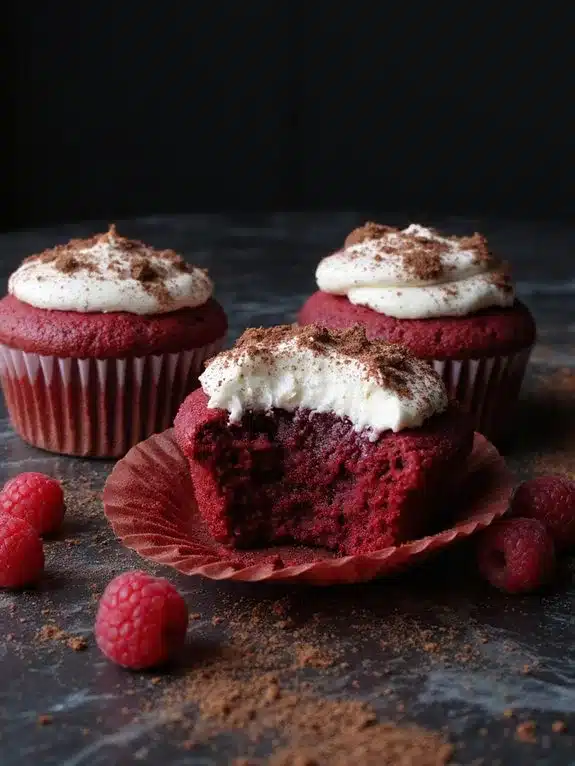 dramatic bloody fluffy balanced red velvet cupcakes