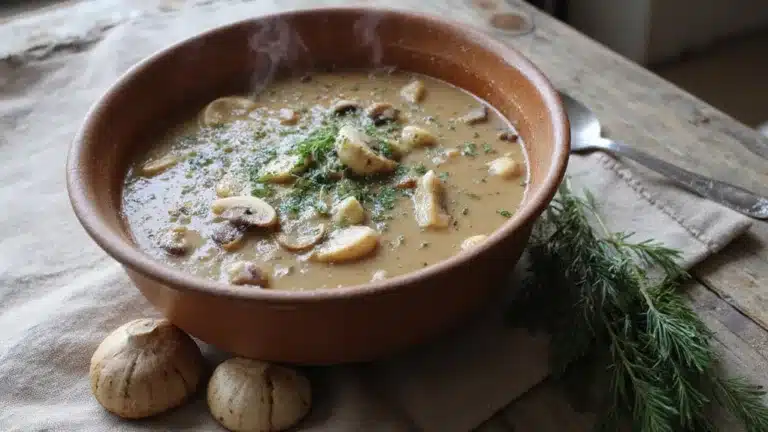 flavorful creamy mushroom based hungarian soup