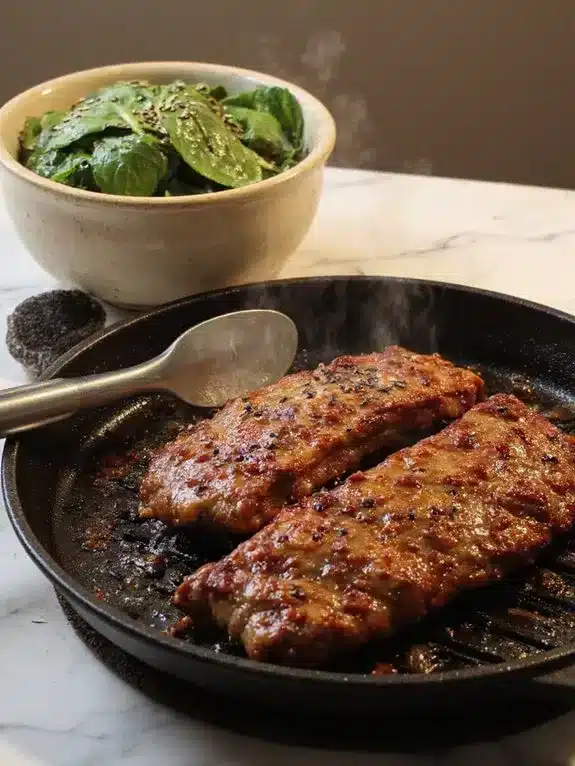 flavorful marinade spa treated ribs sauteed spinach