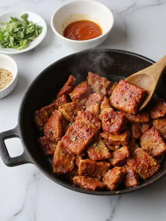 flavorful textured uncrowded measured pork bulgogi