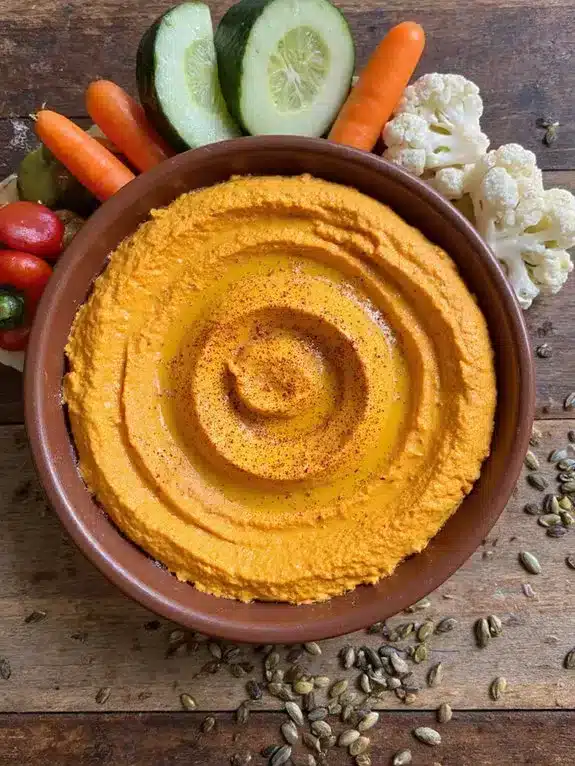 pumpkin hummus flavor melding toast cumin swirl presentation