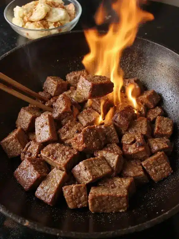 sear aromatize shake caramelize