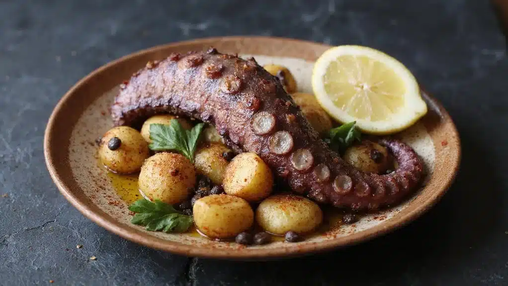 smoky grilled octopus paprika seasoned