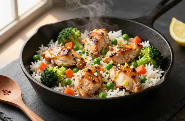 Garlic Butter Chicken Veg Rice in One Skillet Tonight