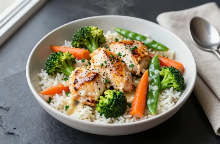 Creamy Garlic Chicken Veg Bowl Weeknight Comfort Win