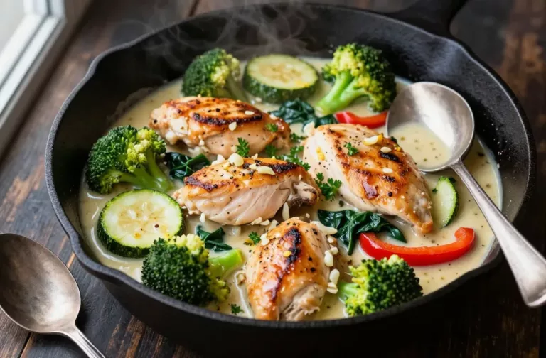 Creamy Garlic Chicken Veg Skillet in 30 Cozy Minutes