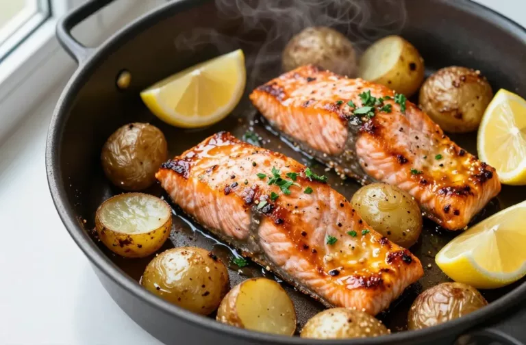Garlic Butter Salmon and Potatoes One Pan Wonder
