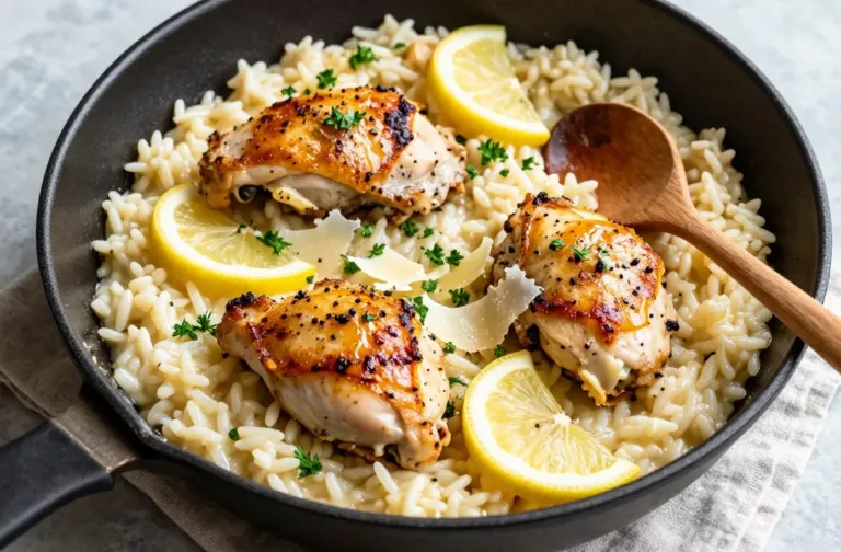 One Pan Lemon Parmesan Chicken and Rice Magic