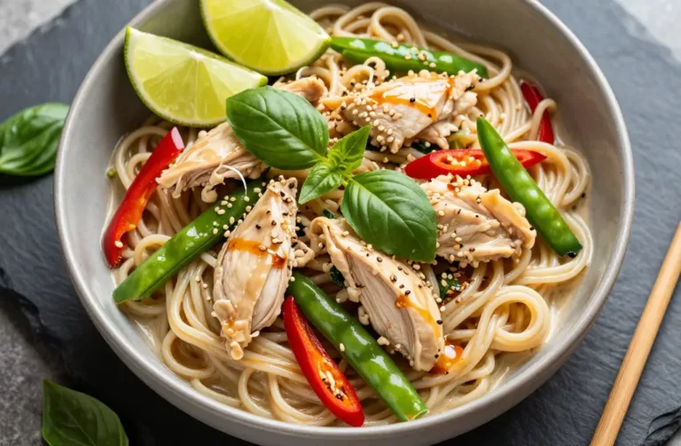 Weeknight-Perfect Thai Coconut Basil Chicken Noodles