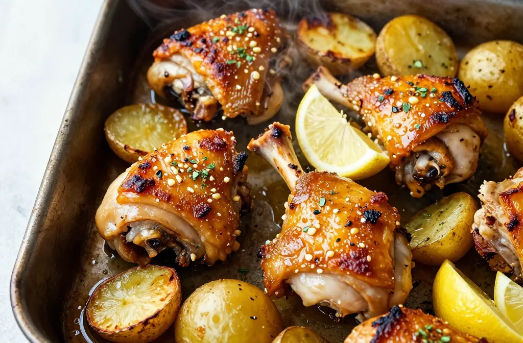 Crispy Greek Honey Garlic Chicken with Potatoes Tonight