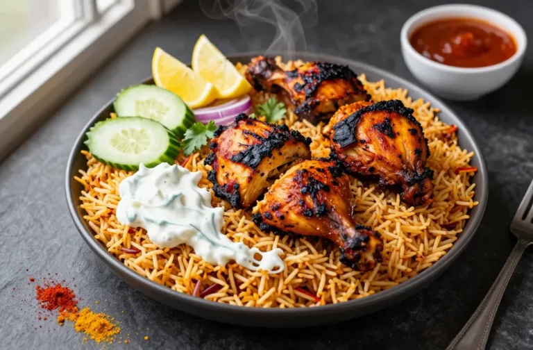 Weeknight-Quick Indian Tandoori Chicken Rice Plates