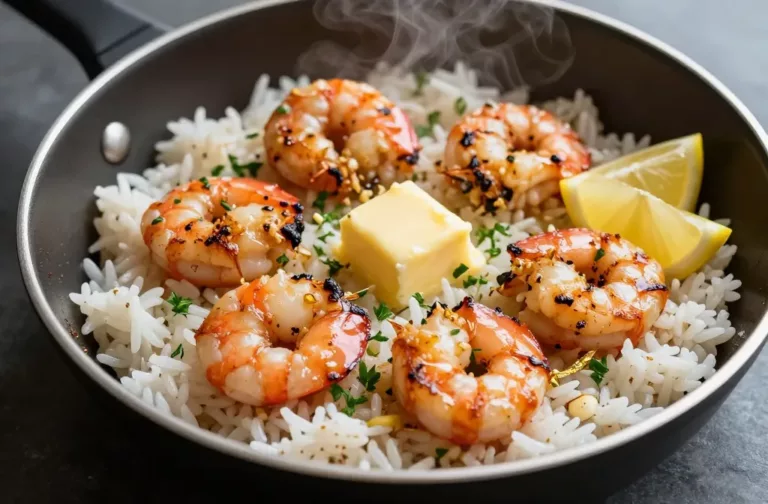 Garlic Butter Shrimp Rice That Practically Cooks Itself