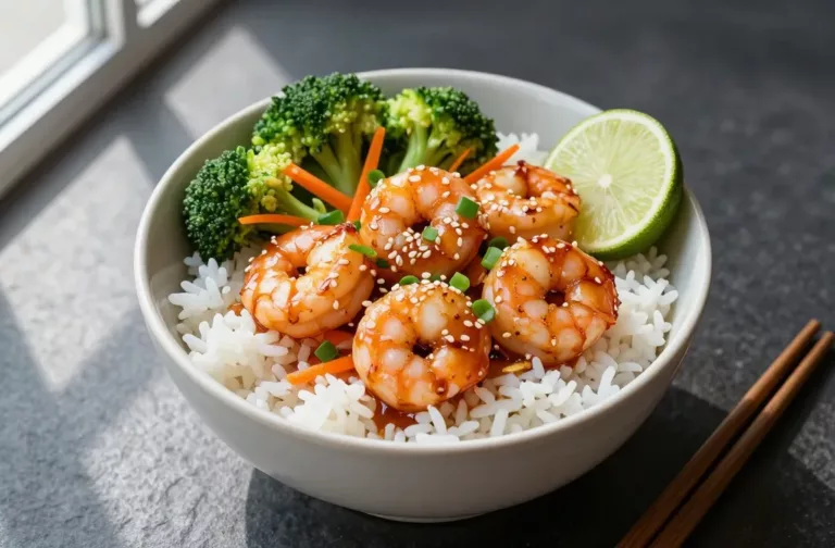 Honey Soy Shrimp Rice Bowl in 15 Minutes Flat