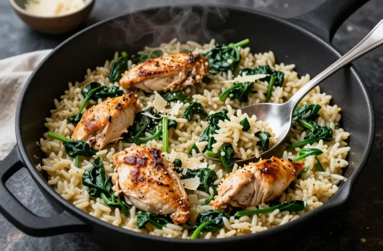 One Pot Creamy Chicken Spinach Rice You’Ll Crave