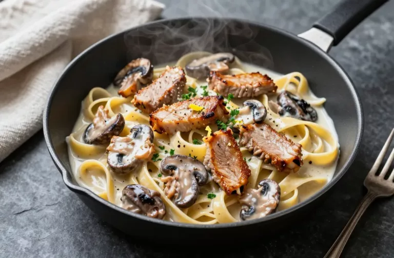 Creamy Mushroom Pork Pasta in 30 Minutes Flat