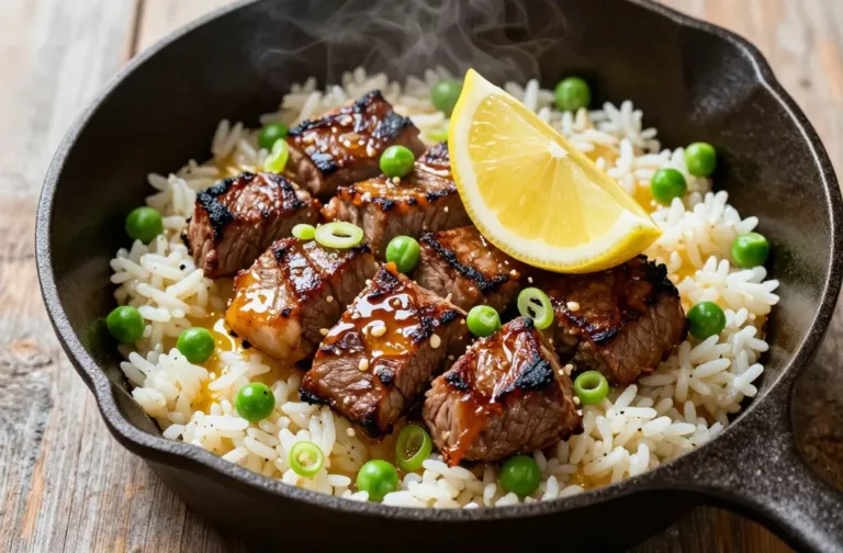 Garlic Butter Steak and Rice One Pan Magic Dinner